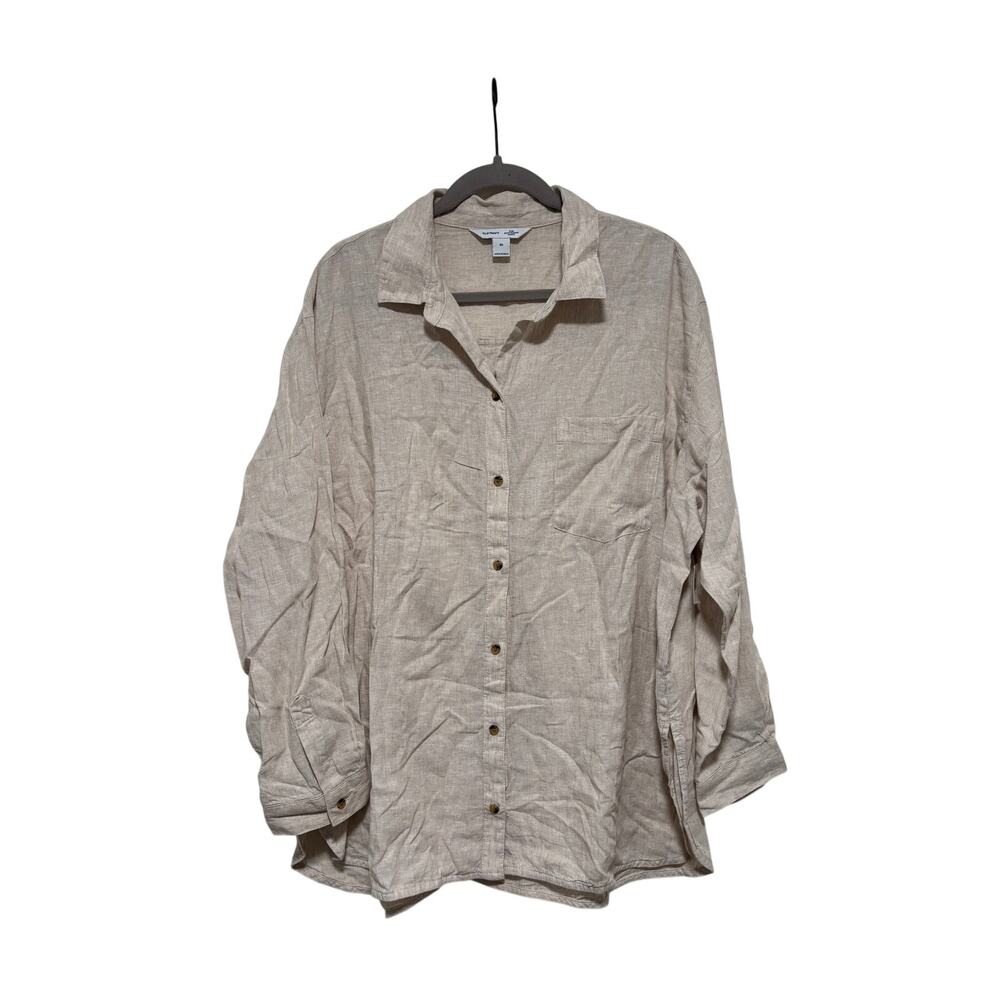 Old Navy Beige Boyfriend Button Down Shirt XL - Picture 2 of 8